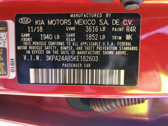 3KPA24AB5KE182603 | 2019 KIA rio s