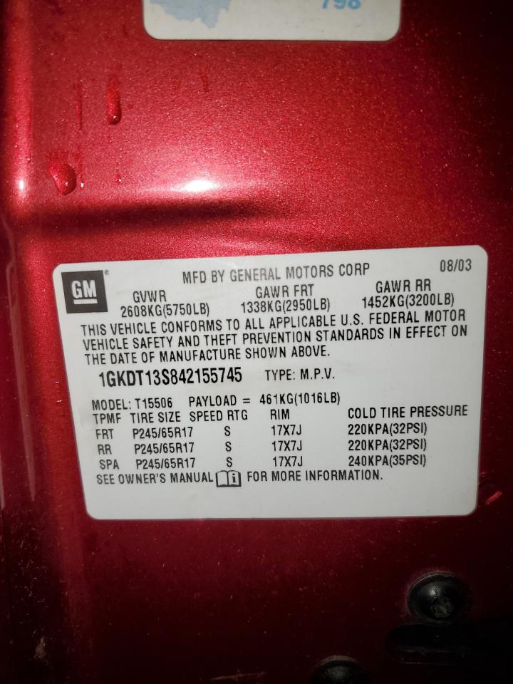 1gkdt13s842155745 1GKDT13S842155745 2004 GMC Envoy