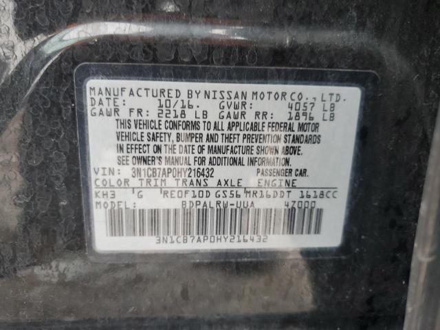 3N1CB7AP0HY216432 | 2017 NISSAN SENTRA SR