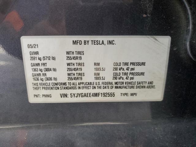 5YJYGAEE4MF192555 | 2021 TESLA MODEL Y