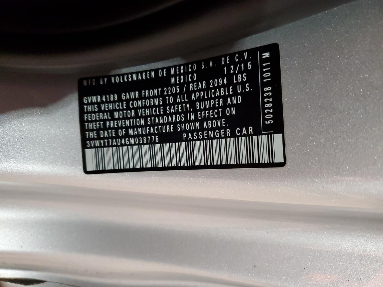 3VWYT7AU4GM038775 VOLKSWAGEN GTI 2016
