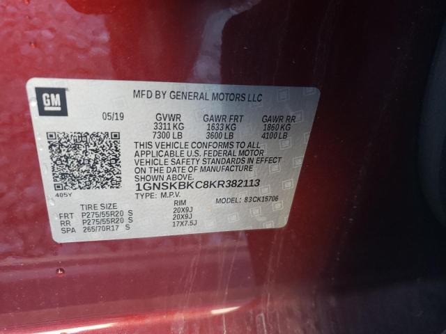 1GNSKBKC8KR382113 | 2019 Chevrolet tahoe k1500 lt