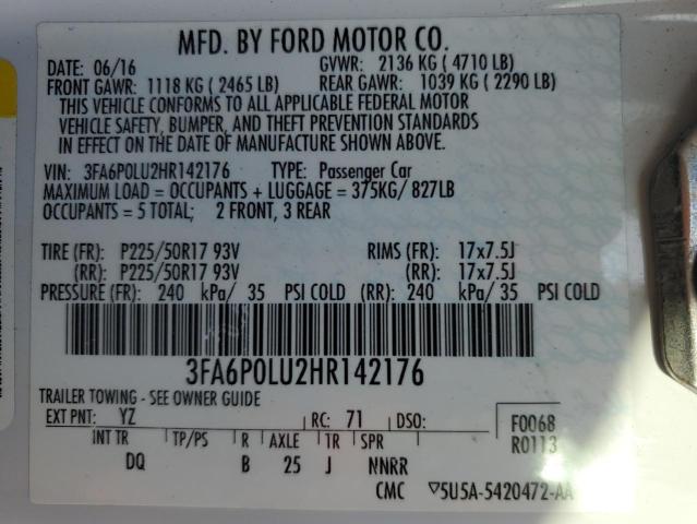 3FA6P0LU2HR142176 | 2017 Ford fusion se hybrid