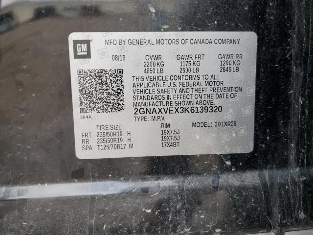 2GNAXVEX3K6139320 | 2019 CHEVROLET EQUINOX LT