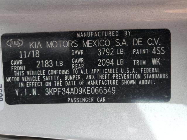 3KPF34AD9KE066549 | 2019 KIA FORTE GT L