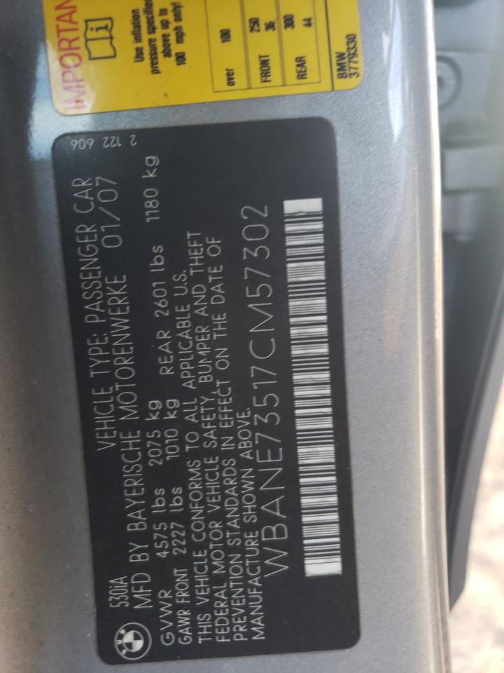 wbane73517cm57302 WBANE73517CM57302 2007 BMW 530 I