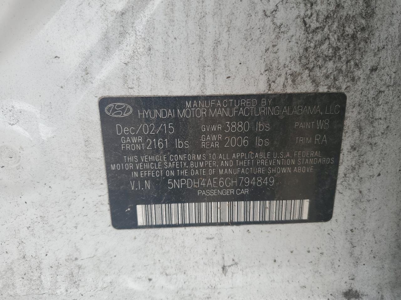 5NPDH4AE6GH794849 2016 Hyundai Elantra Se