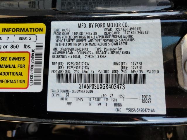 3FA6P0SUXGR403473 2016 FORD FUSION - Image 12