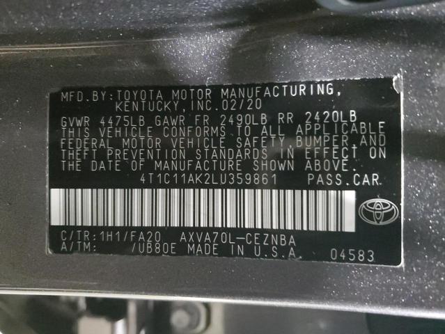 4T1C11AK2LU359861 | 2020 TOYOTA CAMRY LE