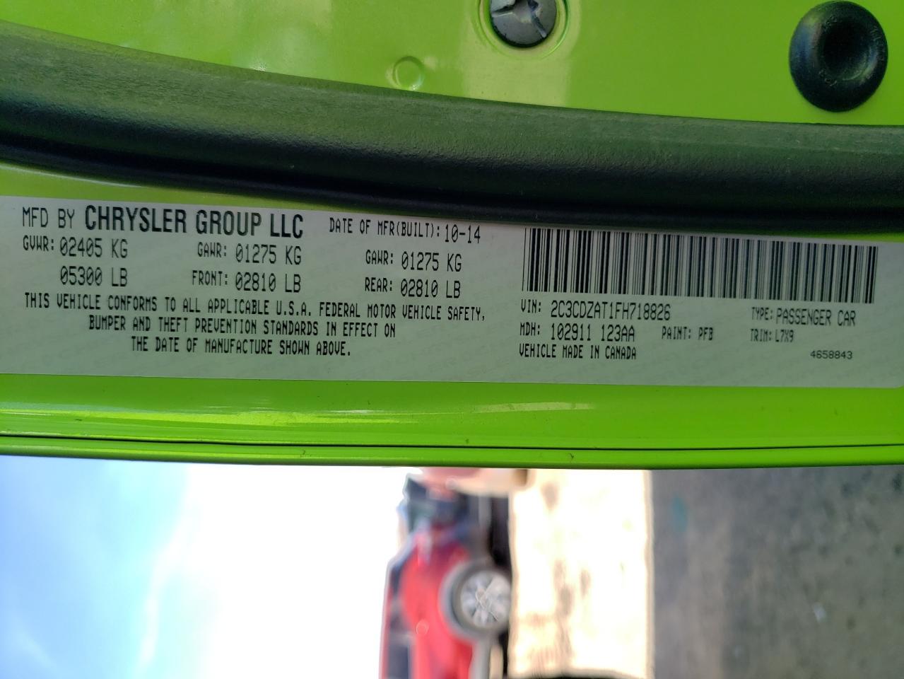 2C3CDZAT1FH718826 2015 Dodge Challenger Sxt