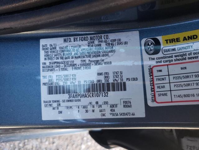 3FAHP0HA5CR107132 | 2012 Ford fusion se