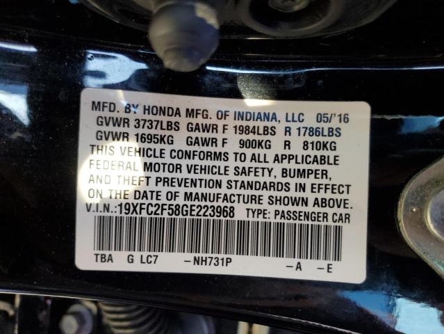 19XFC2F58GE223968 | 2016 HONDA CIVIC LX