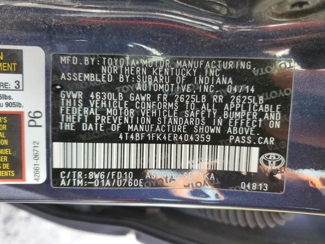 4T4BF1FK4ER404359 | 2014 TOYOTA CAMRY L