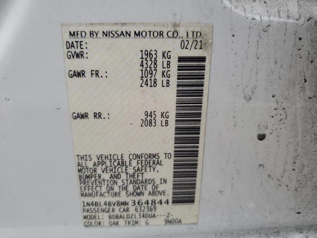 1N4BL4BV8MN364844 | 2021 NISSAN ALTIMA S