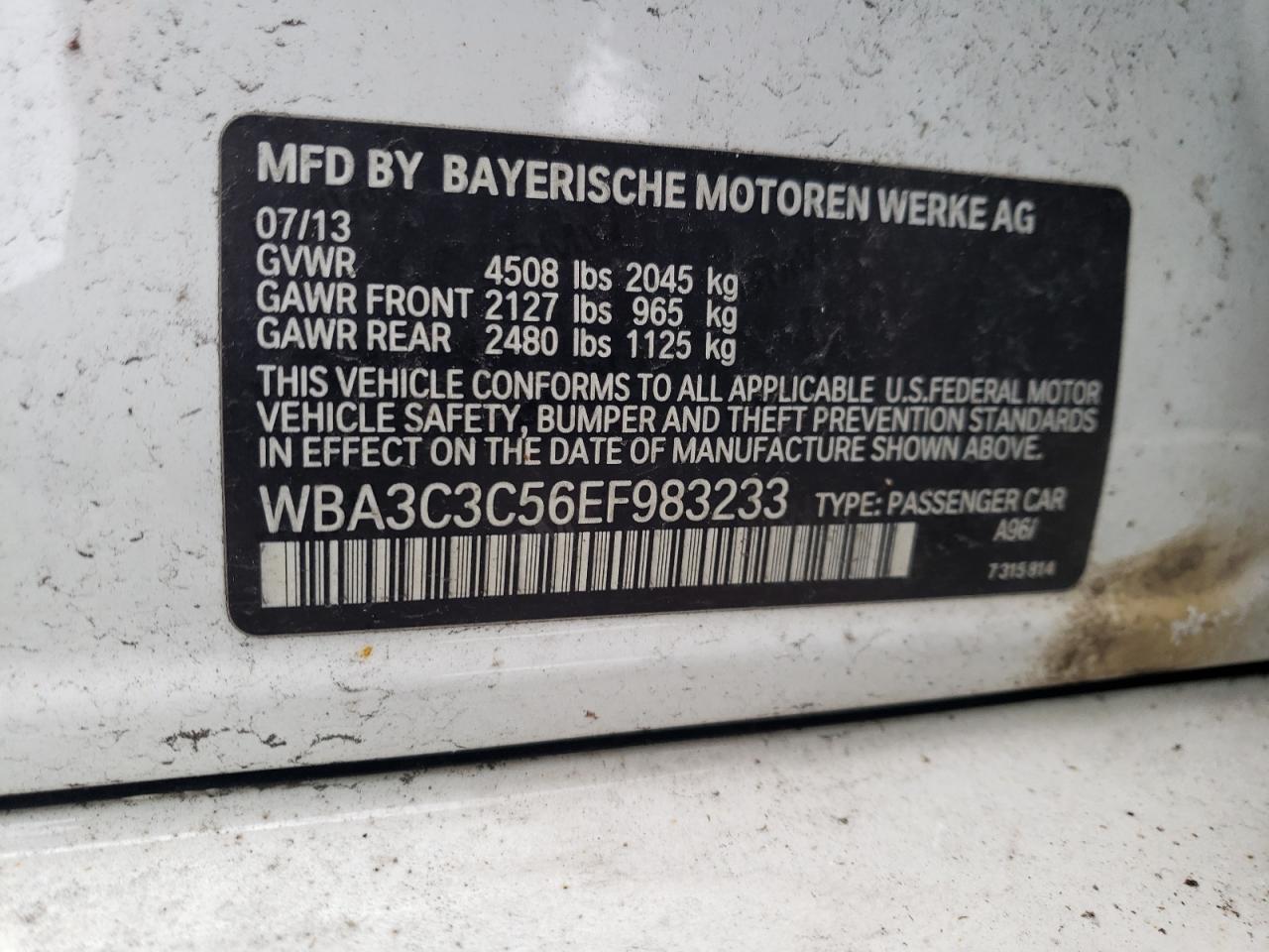 WBA3C3C56EF983233 2014 BMW 320 I xDrive