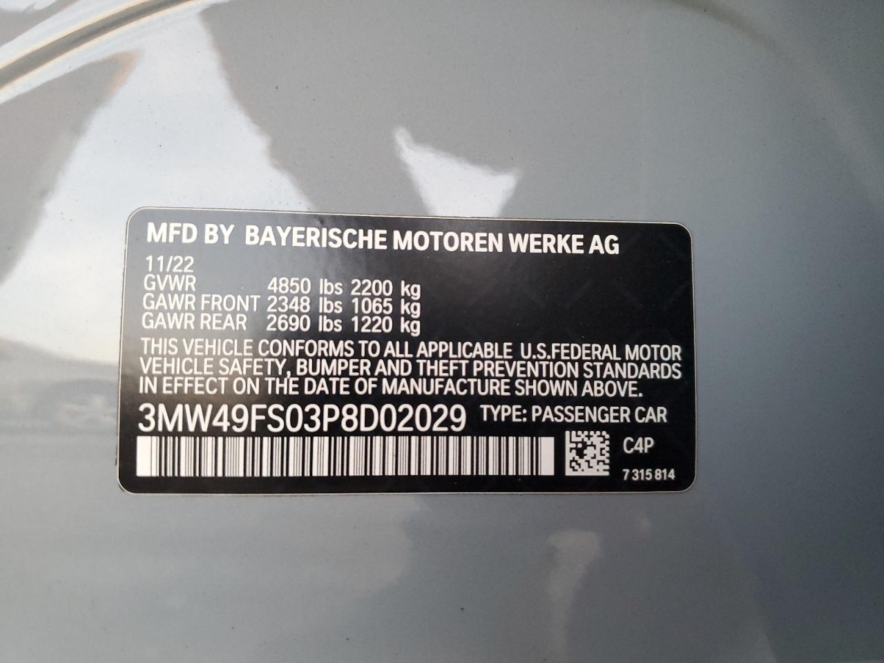 3MW49FS03P8D02029 2023 BMW M340I