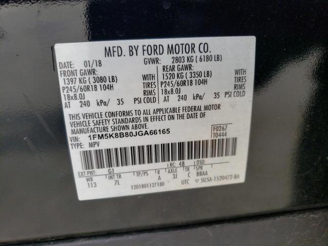 1FM5K8B80JGA66165 | 2018 FORD EXPLORER