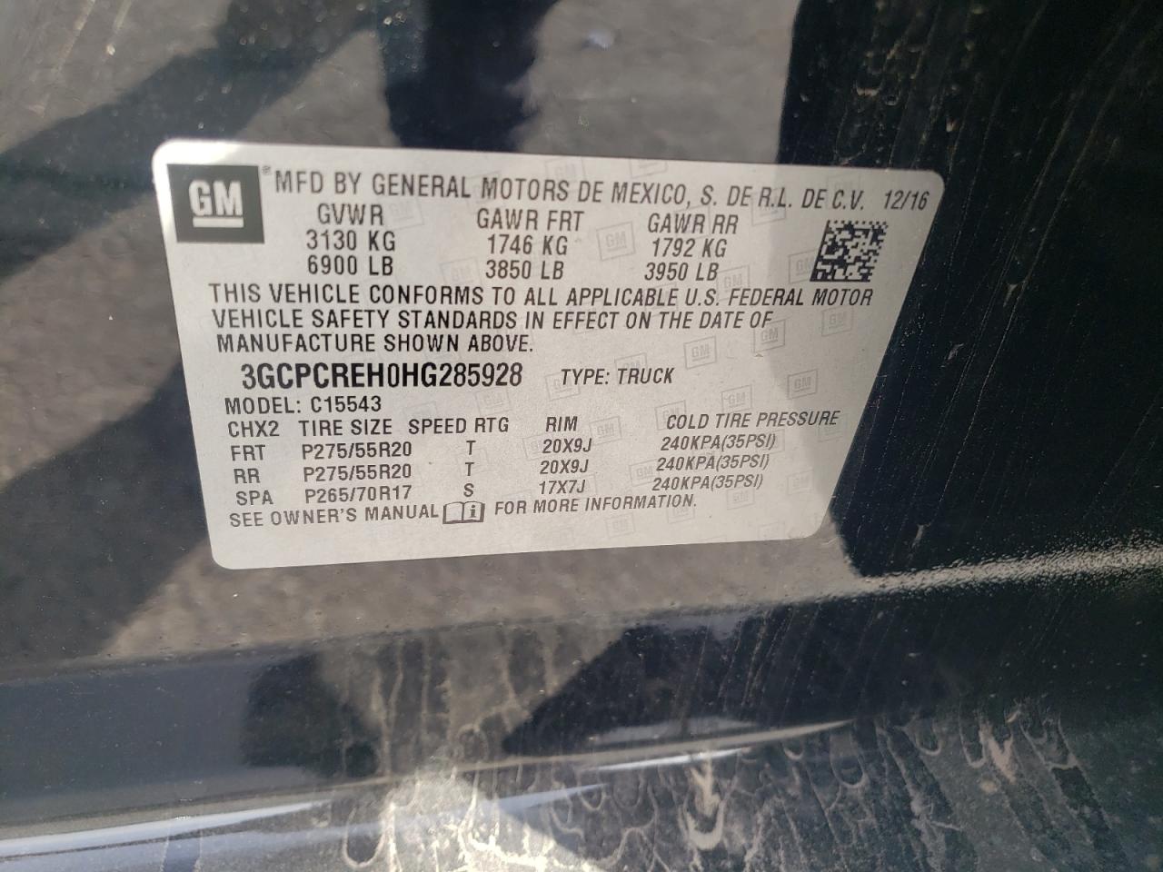 3GCPCREH0HG285928 CHEVROLET ALL Models 2017