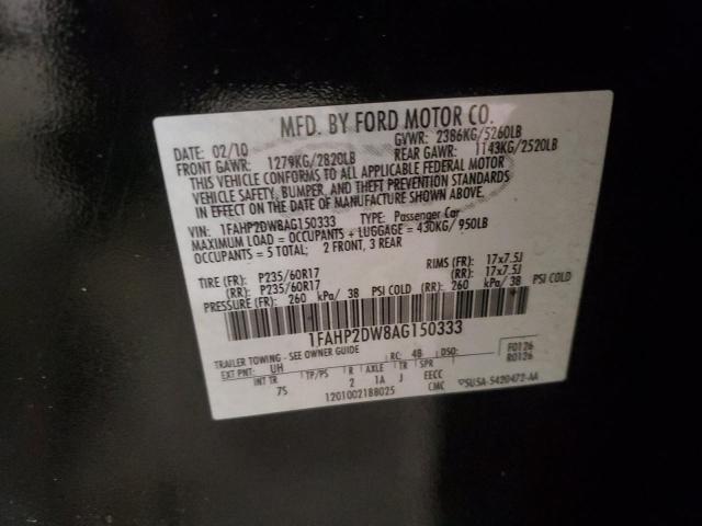 2010 Ford Taurus Se VIN: 1FAHP2DW8AG150333 Lot: 80926303