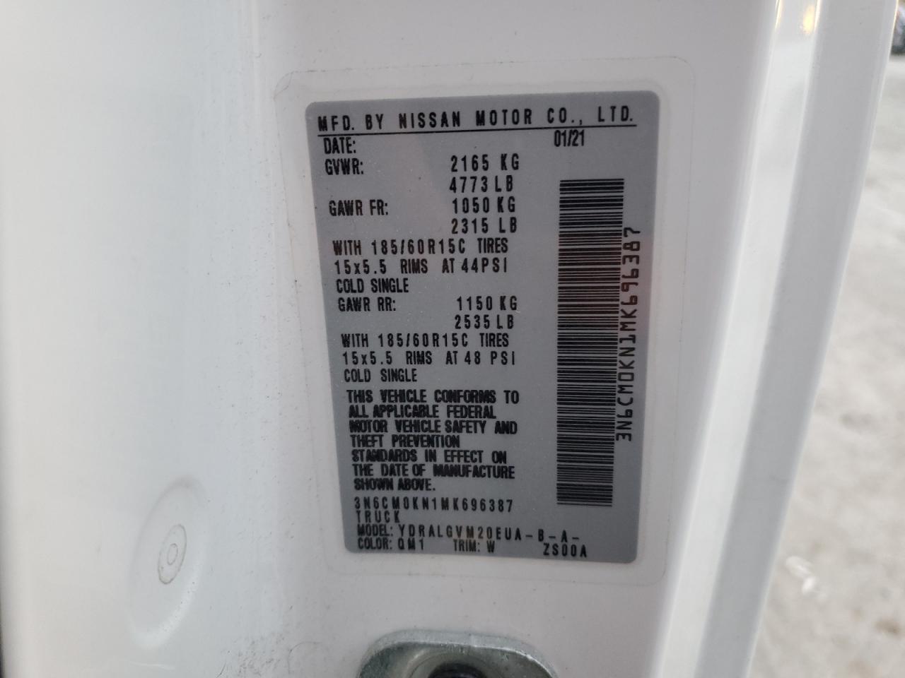 3N6CM0KN1MK696387 NISSAN NV 2021
