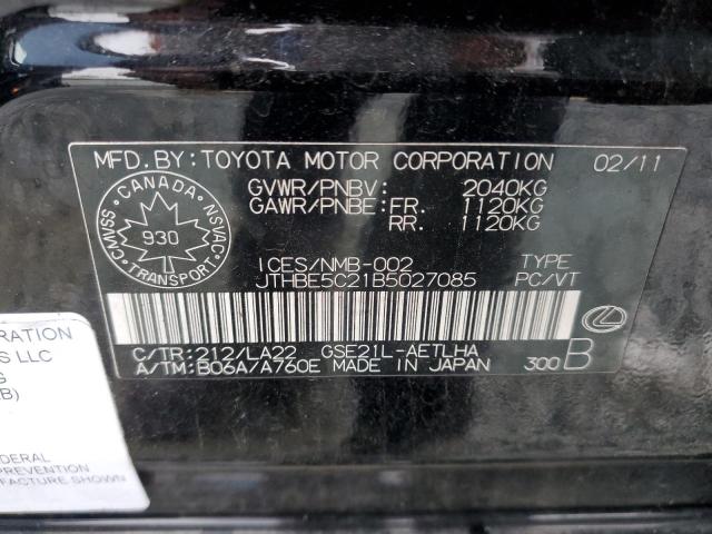 2011 Lexus Is 350 VIN: JTHBE5C21B5027085 Lot: 82285573