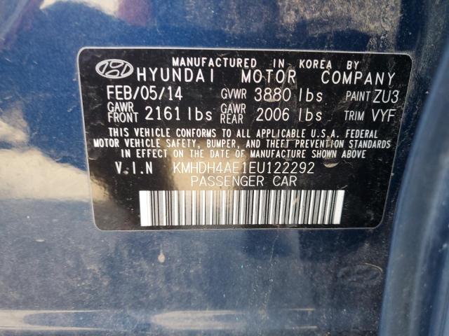 KMHDH4AE1EU122292 | 2014 HYUNDAI ELANTRA SE