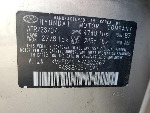 2007 Hyundai Azera Se VIN: KMHFC46F57A232467 Lot: 62107604