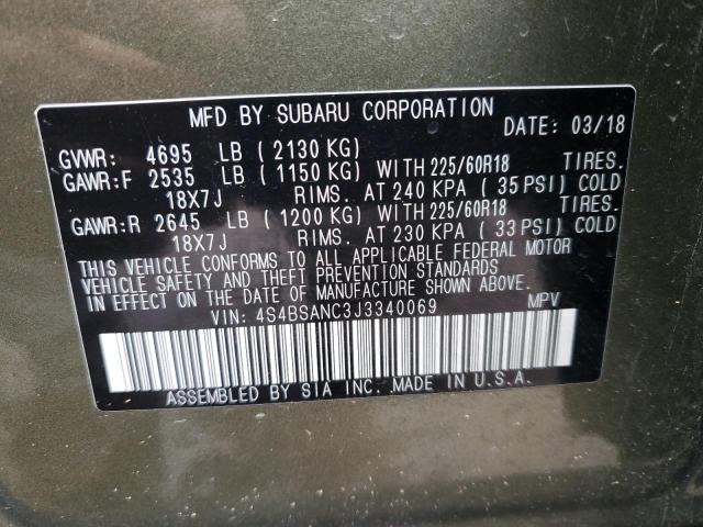 4S4BSANC3J3340069 | 2018 SUBARU OUTBACK 2.