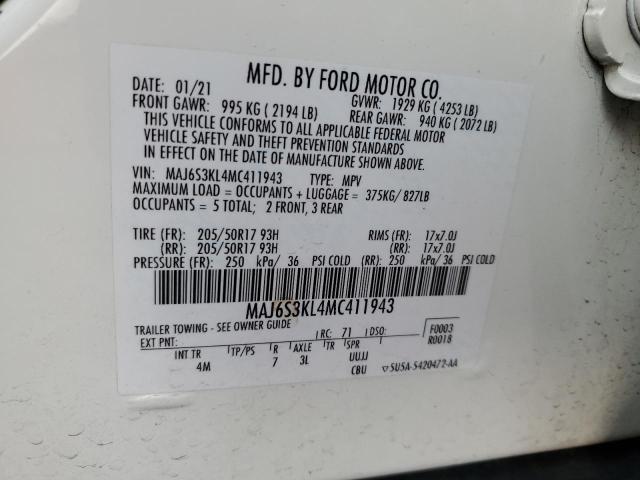 MAJ6S3KL4MC411943 | 2021 FORD ECOSPORT T