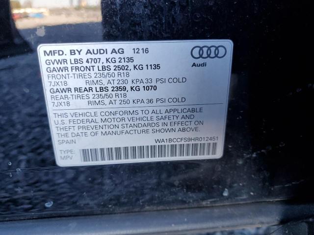 WA1BCCFS9HR012451 | 2017 AUDI Q3 PREMIUM