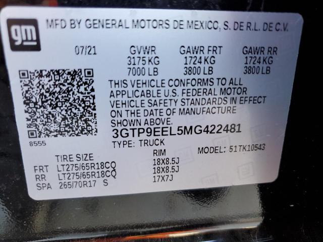 2021 GMC SIERRA 150 3GTP9EEL5MG422481