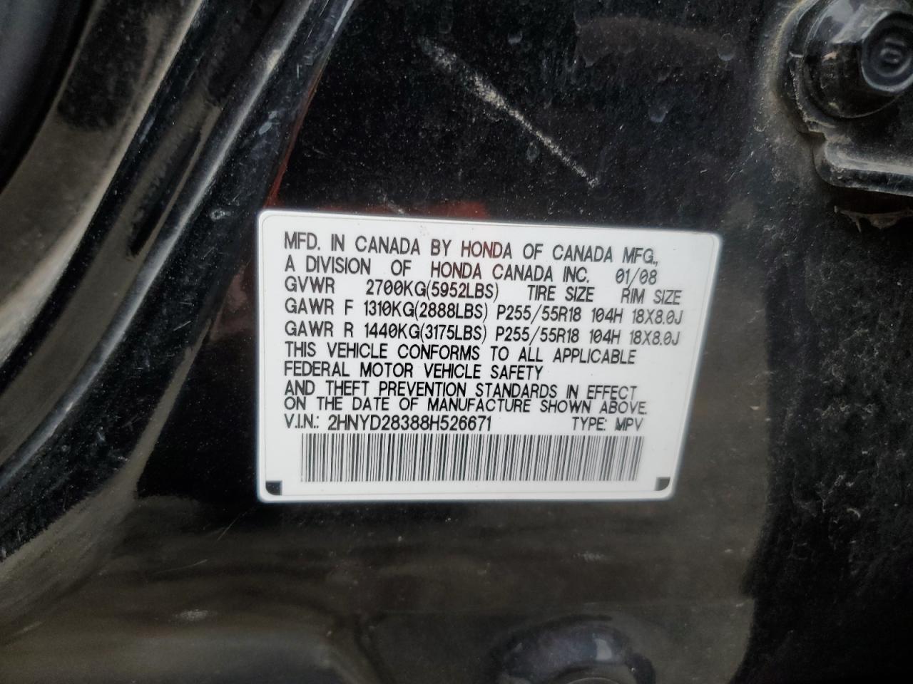 2HNYD28388H526671 2008 Acura Mdx Technology