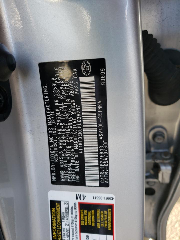 4T1BF3EK0BU636217 2011 Toyota Camry Base