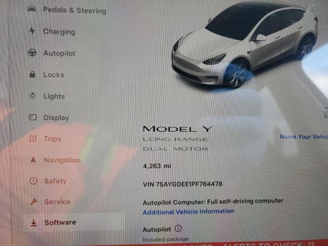 7SAYGDEE1PF764478 | 2023 TESLA MODEL Y