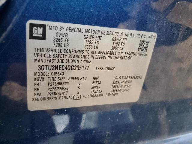 3GTU2NEC4GG235177 | 2016 GMC SIERRA K15