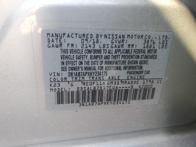 3N1AB7APXKY234175 | 2019 NISSAN SENTRA S