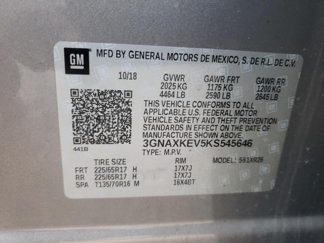 3GNAXKEV5KS545646 | 2019 CHEVROLET EQUINOX LT