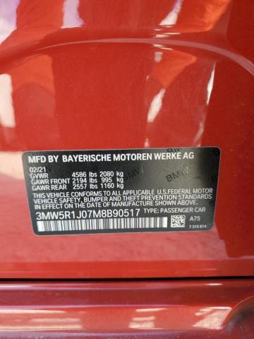 3MW5R1J07M8B90517 | 2021 BMW 330I