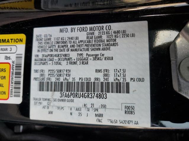 3FA6P0RU4GR374803 2016 FORD FUSION - Image 12