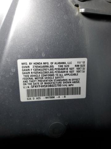 5FNYF4H5XDB023799 | 2013 Honda pilot exl