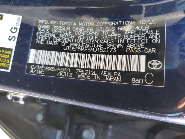 JTDEPMAE6MJ152173 | 2021 TOYOTA COROLLA LE