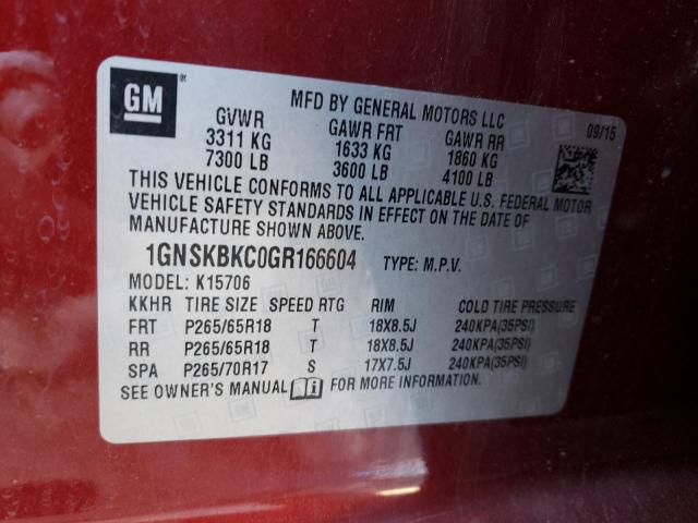 1GNSKBKC0GR166604 | 2016 CHEVROLET TAHOE K150