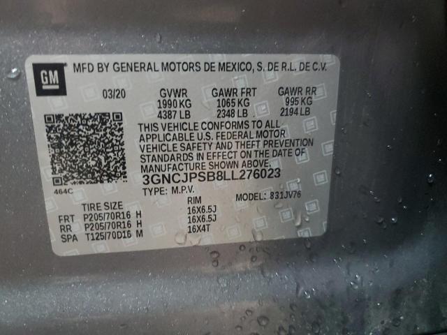 3GNCJPSB8LL276023 | 2020 CHEVROLET TRAX 1LT