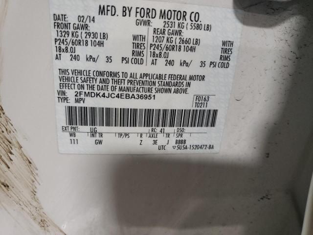 2FMDK4JC4EBA36951 2014 FORD EDGE, photo no. 12