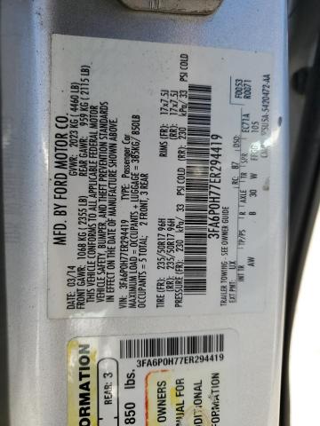 3FA6P0H77ER294419 | 2014 FORD FUSION SE