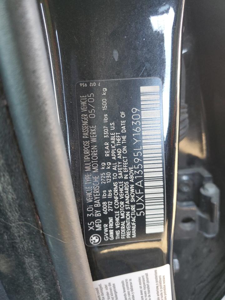 5uxfa13595ly16309 5UXFA13595LY16309 2005 BMW X5 3.0I