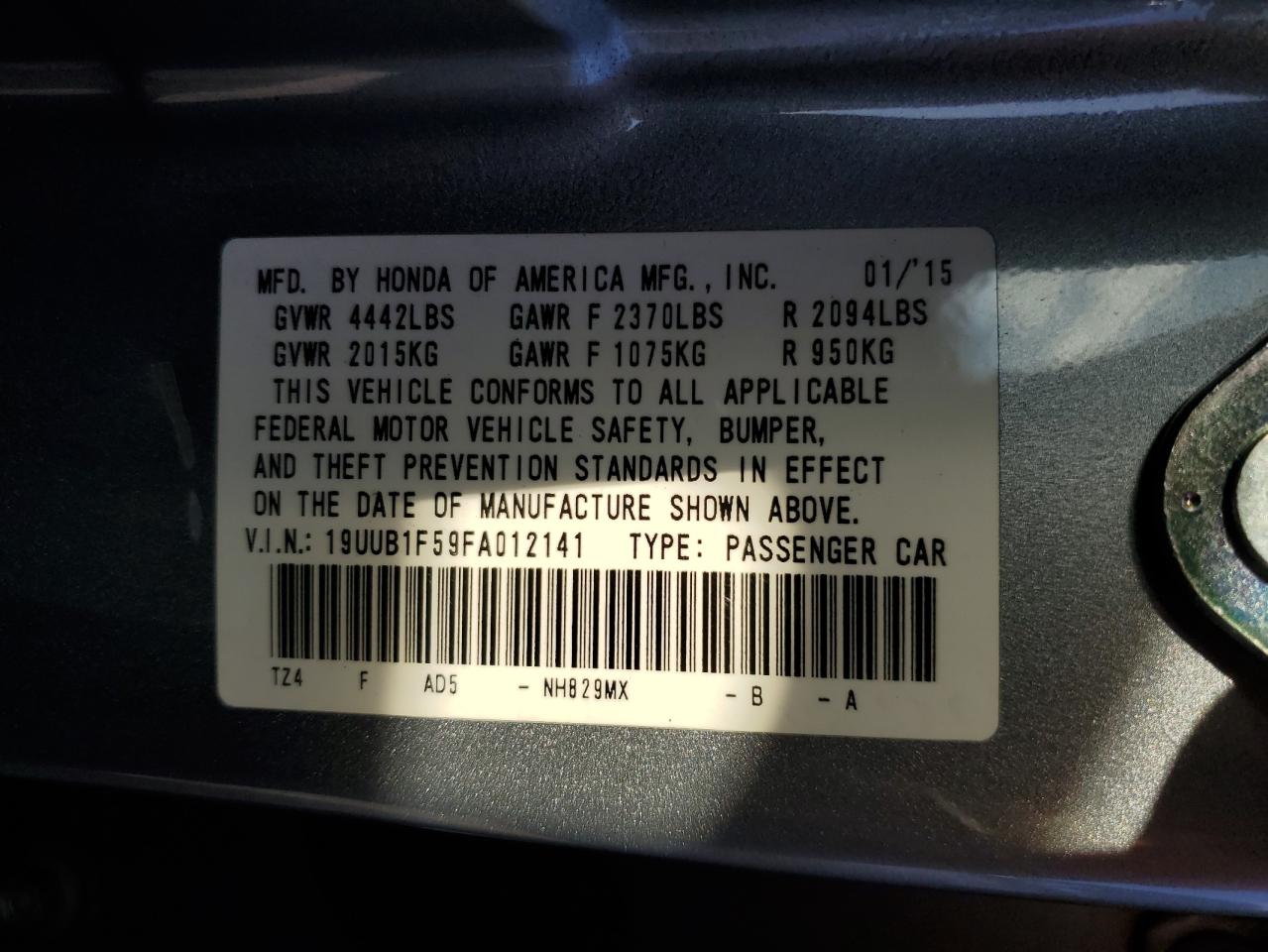 19UUB1F59FA012141 2015 Acura Tlx Tech