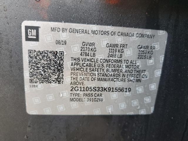 2019 Chevrolet Impala Premier VIN: 2G1105S33K9155619 Lot: 78783453