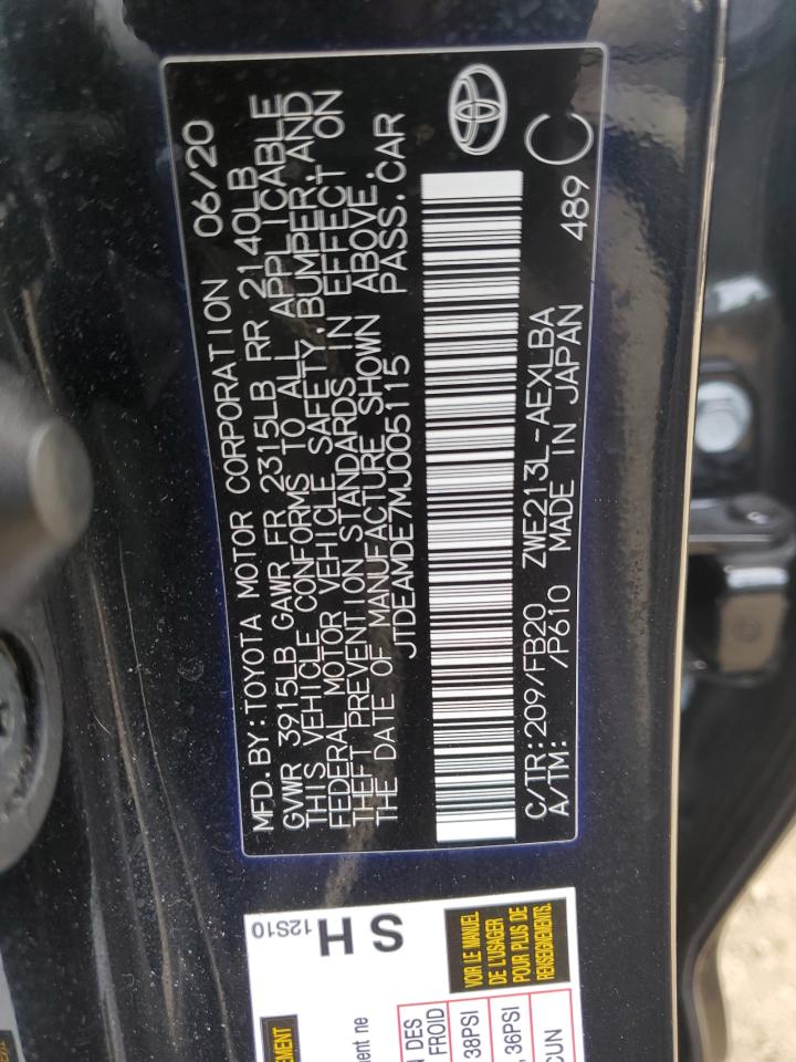 JTDEAMDE7MJ005115 TOYOTA COROLLA 2021