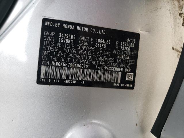 JHMGK5H79GX000201 Honda FIT EX